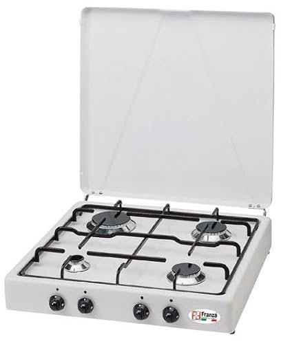 Fornello 4 fuochi a gas Metano da appoggio smaltato bianco per uso esterno Made in Italy - 542/GP/MT