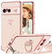 TVVTPU Coque pour Google Pixel 8 avec Cordon et 360 Degrés Anneau Support, Étui Housse Antichoc Souple Silicone TPU Bumper Protection Case avec Amovible Collier, Rose