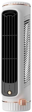13-inch Tower Fan, Desk Tower Fan with 3 Speed Settings High, Medium & Low, USB Rechargeable, Quiet Operation, Air Cooler 1200mAh 32 x 9cm (E2 White)