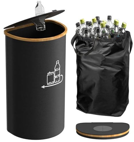 MidingChai 100L Pfandflaschen Sammelbehälter mit Deckel,Groß Pfandflaschen Behälter ,Leergut Sammelbehälter&Altglas Aufbewahrung,Pfandsammelbehälter,Geschenkpapier Aufbewahrung