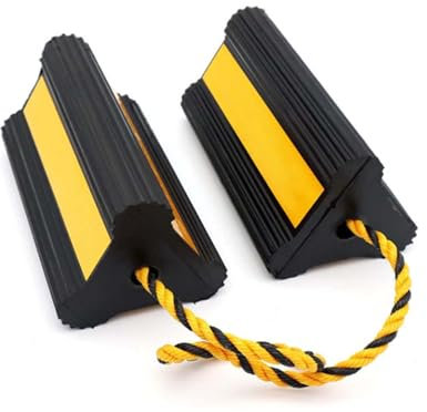 BONJUME Unterlegkeile Anhänger, 2PCS Auffahrkeile für Wohnmobil Wohnwagen Radvorleger Kunststoff PKW Anhänger Zubehör aus Gummi rutschfeste Keile Bremskeile Wohnmobil für Anhänger mit Nylon Seil