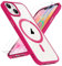 ORETECH Magnetica Cover per iPhone 14,Custodia iPhone 13 con 2X Vetro Temperato per Cellulare Protettiva Antiurto Protezione Militare Custodia per iPhone 14/13-Rosa Caldo