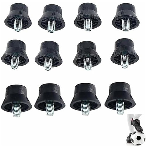 Aczyqws 12PCS Replacement Football Studs Black Football Stud 2 Sizes Plastic Stud for Football Boots Anti-Slip Metal Studs Football Boots for Adult Children Soccer Shoes Black