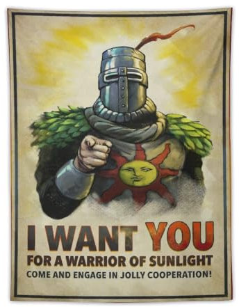 Solaire of Astora – DarkSouls Recruitment Pop-Art-Poster für Videospiele, lustiger Wandteppich, Wandkunstdruck, Geschenk, Bild, Gemälde, Kunstwerk, Schlafzimmer, Heimdekoration, 76,2 x 101,6 cm