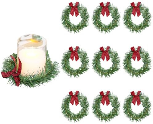 DeryArcle 10Pcs Bogen Weihnachts TürKranz,8 cm Hängend Wandkranz Grasring,Rotes schwarzes Gitter Kranz Deko,Herbst Dekoration Türkranz für Tür Fenster Außen Drinnen Dekoration (Schleife)