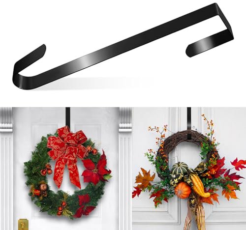 2 Stück Weihnachtskranz Haken für Haustür - Dekorative Haken für Kranz Dekoration (Schwarz, 38,1 cm)