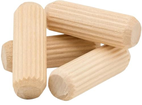 ARMLAZER Tasselli in Legno di Faggio 12 x 30 mm, Bastoncini di Faggio, Scanalate in Legno, Perni di Legno Duro Perno Scanalato, Spine Legno per Progetti di Artigianato di Mobili e Fai Da Te