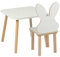 PlayPals Furniture Kindertisch mit Stühlen- Kinder Tisch Stuhl Set aus Holz, 50 x 50 cm- natürliche Sitzmöbel Holz für Kinder- Kinderstuhl-Set Kaninchen