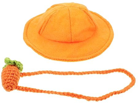 Happyyami Haustier Kaninchenhut mit Karottenbeutel Kleines Cosplay Satz aus Leichtem Stoff für Kaninchen Haustierparty und Fotoshooting