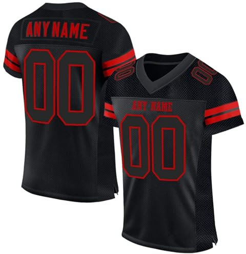 Personalisiert American Football Trikot für Herren Damen Jugend Vorschule Custom Football Jersey Sports Personalisierte Tshirt Printed Team Name & Number & Logo Schwarz