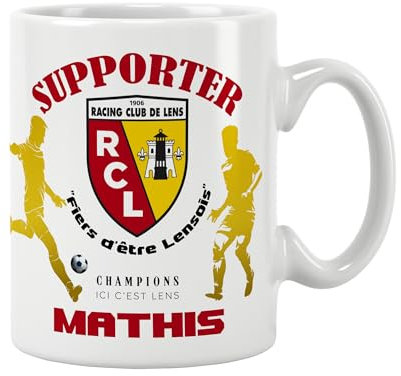ÉNJA Création Mug RC Lens Personnalisé – Ton Prénom, Ton Numéro, Comme un maillot… mais pour ton café ! (LENS)