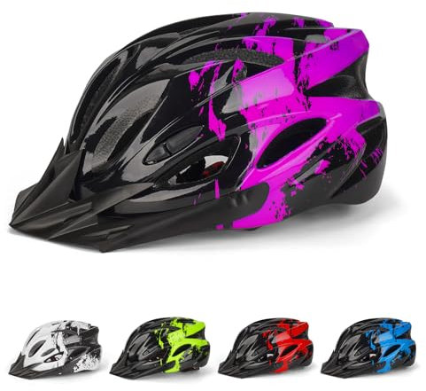 Fahrradhelm Kinder, Verstellbarer Kinderhelm für Jungen und Mädchen im Alter von 3–15 Jahren, Multisport-Kinderhelm (50–59cm), Sicherheitshelm für Fahrrad, Roller, Skating (Purple, M:54-59cm)