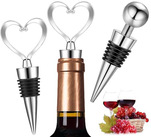 2Pcs Wine Bottle Stoppers, Reusable Bottle Saver Seale Keeps, Wine Fresh for Champagne Prosecco Beer Spirits Collection (Heart +Round Head)