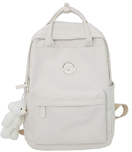 GSenhui Kawaii-Rucksack mit Weißer Bär Anhänge für Teenager Mädchen Kinder Schulranzen Aesthetic-Backpack School Bag Kinderrucksäcke Laptop Schulrucksack