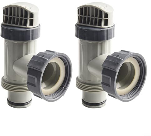 MoSundi Paquete de 2 válvulas de émbolo con juntas y tuercas, pieza de repuesto para Intex sobre el suelo, adaptador de manguera de piscina