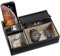 LN COZY CORNER PU Leather Valet Tray Organizer 5-Compartment Nightstand & Desk Catchall for Men/Women Storage Box for Phone, Wallet, Keys, Jewelry, Watch, Sunglasses 26 x 18.7 x 5.3 cm (Black)
