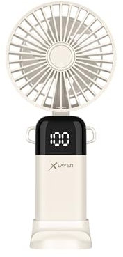 Xlayer Ventilator klappbarer Handventilator mit Smartphone Halterung 1.200 mAh (Beige)