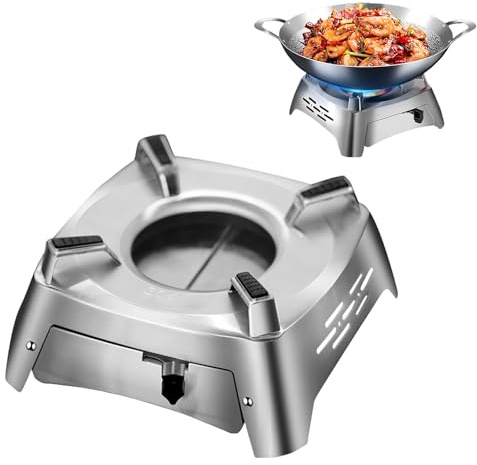 GOEDCH Hornillo de alcohol: estufa de gas plegable a prueba de viento, hornillo de camping portátil para interior, acero inoxidable compacto, hervidor de alcohol, cocina de camping para cocina