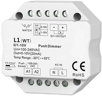 Interruttore a pulsante dimmer LED 0/1-10V CA 110V 220V(L1-WT)
