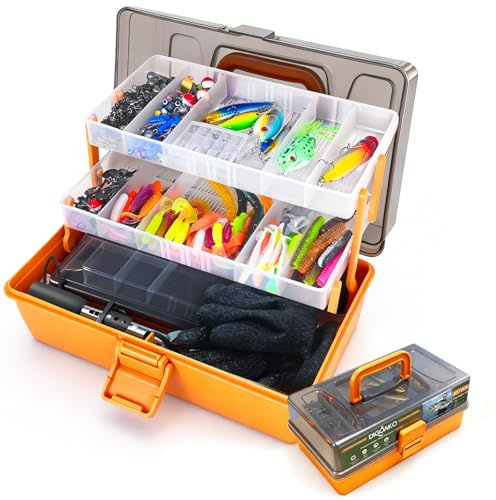 Large 3-Layer Tackle Box with Tackle Included, 417Pcs Fishing Lures Kit