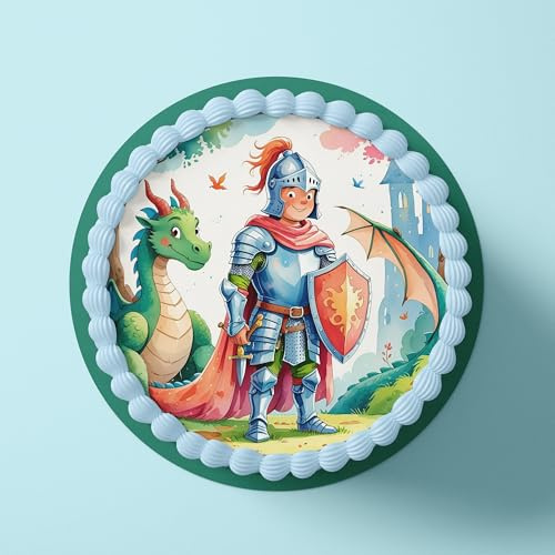 CGD Personalisierbarer Essbare Tortenaufleger aus Fondant oder Esspapier – Dekorative Kuchendeko für Geburtstag, Party & besondere Anlässe - Ritter L2 (Esspapier)
