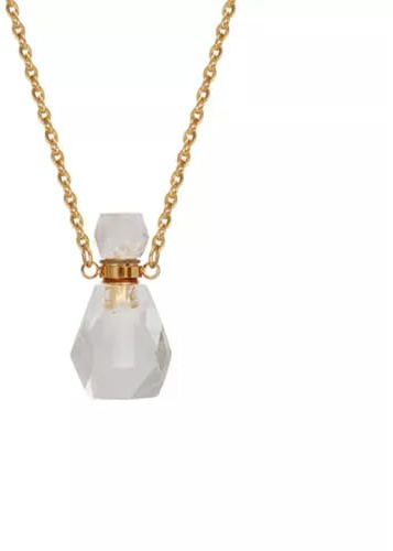 Natural Quartz Crystal Essential Oil Perfume Bottle Pendant Necklace Gemstone US-10pcs-Clear Quartz