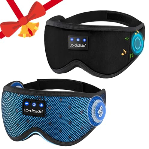 LC-dolida The Ultimate Relaxation kit - Bluetooth 3D Sleep Mask + Breathable 3D Sleep Mask - 100% Total Blackout, Fully Adjustable, Zero Eye Pressure Eye Mask for Sleeping, Travels and Nap
