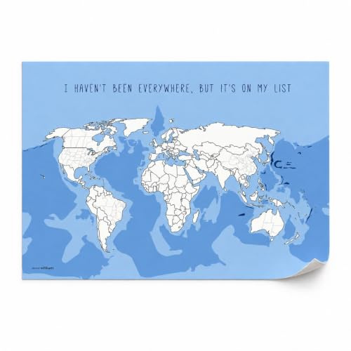 meine weltkarte Weltkarte zum Ausmalen und Pinnen, I haven't been everywhere, Designerkarte mit Meereshintergrund, Wanddekoration (Leinwandposter, 9060)