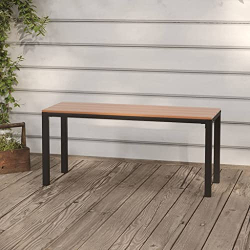 Teenpull Gartenbank 110 cm, Braun Schwarz, WPC Stahl, Witterungsbeständig, Terrassenbank für Draußen, Robuste Sitzbank für den Außenbereich