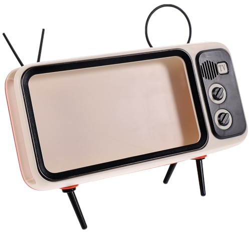 Artibetter Retro Tv Handyhalterung mit Lautsprecher Orange Desktop Smartphone Ständer Mobiler Bildschirmverstärker für Entspanntes Filmeschauen