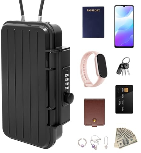 Portable Safe Box with Code Waterproof Anti-Theft Beach Safe with Removable Wire Rope Security Box for Home Office Hotel Cars Travel