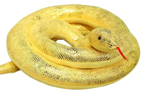 Xiyocadt Schlange Kuscheltier, Realistische Python Kuscheltier, Große Schlange Stofftier, Prank Requisiten, Geschenke für Kinder (160 cm,Goldene Python)