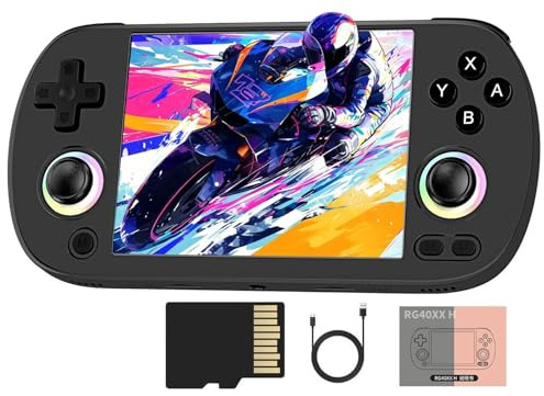 XiFanHo RG40XX H Console de Jeux Portable sous Linux, avec Carte TF de 64 Go, écran IPS de 4 Pouces, Compatible Wi-FI, Bluetooth, HD et Sortie TV (Noir)