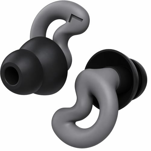 Relaxcharm Sleep Ear Plugs for Sleeping, Patented Moon-Shape Design 40dB Noise Reduction Earplugs for Snoring & Background Noise,Side Sleepers,Reusable with XS/S/M/L Tips & Case Jet Black