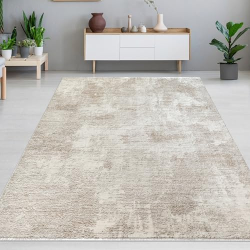 CARPETIA Teppich Wohnzimmer Schlafzimmer meliert modern elegant weich flauschig Kurzflor strapazierfähig Beige 160 x 230 cm