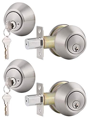 Gobrico 2 Keyed Alike Double Cylinder Deadbolts Door Locks, Satin Nickel,Keyd Both Sides,Combo Locksets for Exterior Interior Door