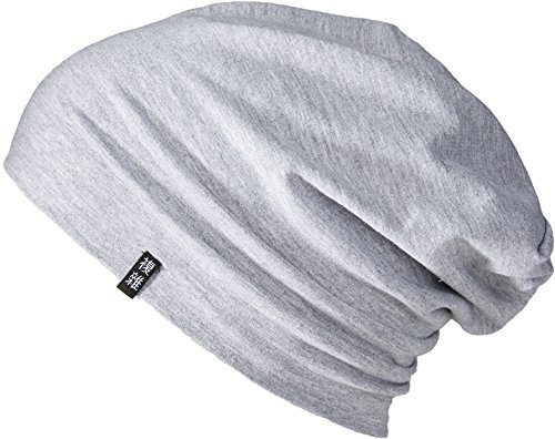 Enter the Complex® Leichte Beanie Mütze, Herren und Damen, Übergangsmütze, Sommer Beanie, Dünne Kopfbedeckung, Baumwolle (Jersey), L/XL, Hell Grau Meliert