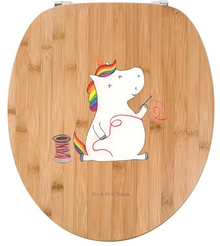 Mr. & Mrs. Panda Motiv WC Sitz Einhorn Näherin - Geschenk, Einhörner, Einhorn Deko, Toilettendeckel, Nähzimmer, Klobrille, Unicorn, Freundin,
