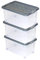 Unimet 3er Set Eurobox mit Deckel und Rollen 60 x 40 x 33 cm stahlgrau Griffe Silber