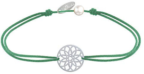 LES POULETTES BIJOUX - Bracelet Lien Médaille Argent 925 Mandala Graine de Vie - Vert