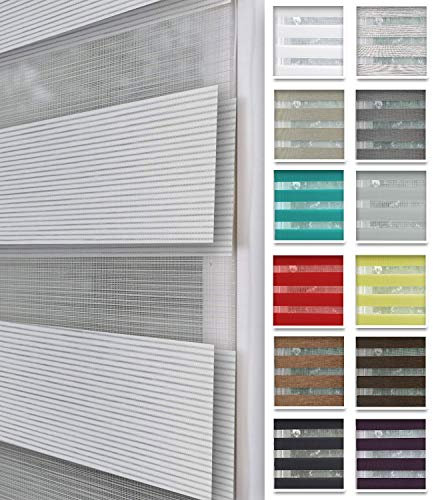 Home-Vision® DuoRollo Klemmfix, Doppelrollo ohne Bohren mit Klämmträgern, DuoRollos für Fenster und Türen (Weiß-Grau-Melange, B80cm x H150cm)