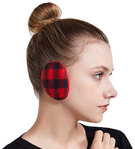 SoulQ Cache-oreilles unisexes sans bande en polaire avec Thinsulate pour l'automne et l'hiver - Rouge - Medium