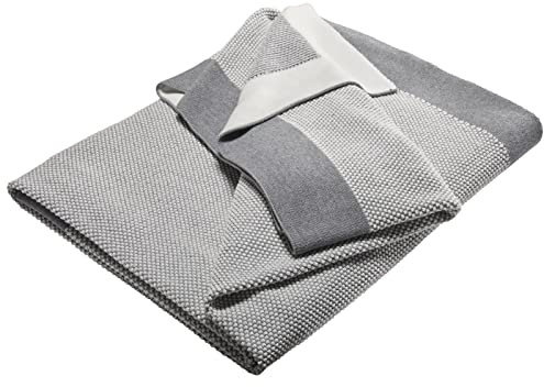 Bio Kuscheldecke für Erwachsene 100% Bio-Baumwolle (kbA) GOTS zertifiziert, Hellgrau Melange, 150 x 200 cm