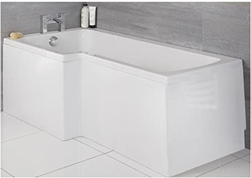 MILANO White 1700 x 850mm Left Hand Square Shower Bath End Panel | Acrylic Construction. Generous Bathing Capacity. Resistant To Stains & Scratches. Contemporary Style. Height Adjustable Feet.