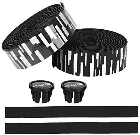 Keenso Comfort Cork Lenkerband, Eva/PU-Band Dämpfung Schweißabsorption Atmungsaktives Fahrrad Lenkerwickel(Schwarz-Weiss)