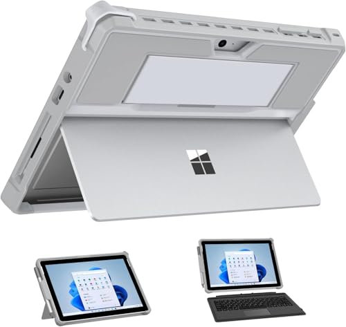 MoKo Hülle Kompatibel mit Surface Go 3 (2021)/ Surface Go 2 2020 / Surface Go 2018, All-In-One Schutzhülle mit Stifthalter & Handschband & Kompatibel mit Typ Cover Tastatur, Silber