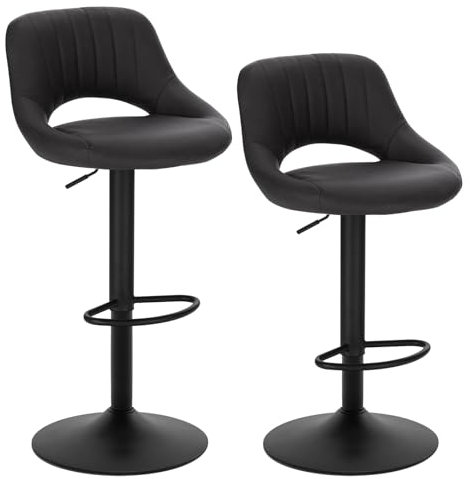EUGAD 2X Barhocker Designer Hocker Tresenhocker Bistrohocker 360° drehbar stufenlos höhenverstellbar mit Rückenlehne aus Kunstleder und Stahl Anthrazit, 0666BY-2