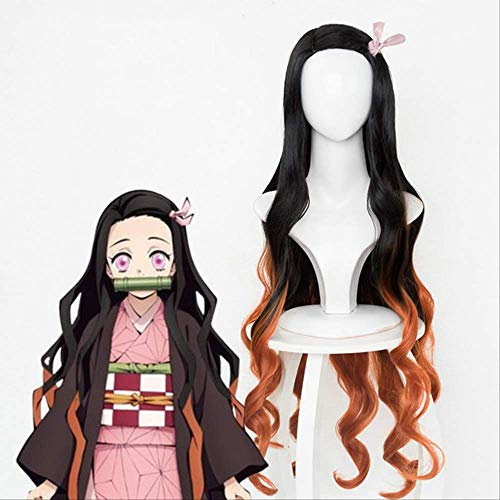 DIOCOS Demon Slayer Kimetsu no Yaiba Kamado Nezuko Cosplay Wigs Bamboo Props Sealing Stick Wigs