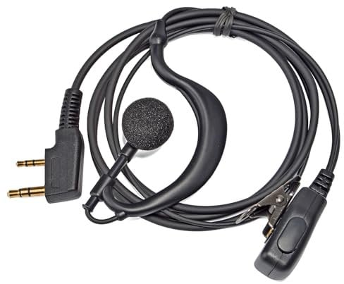 HYS Walkie Talkie Headset Inline PTT Mic G-Shape Radio Earpiece Compatible with 2 Pin Kenwood Baofeng UV-5R UV5RA BF-888S Kenwood Two Way Radio