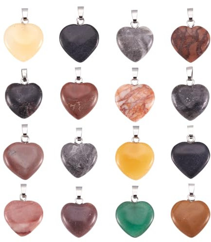 PandaHall 20 Stück Herz-Anhänger aus natürlichen gemischten Steinen, heilende Chakra-Edelstein-Anhänger für DIY-Halsketten, Schmuckherstellung, zufällige Farbe